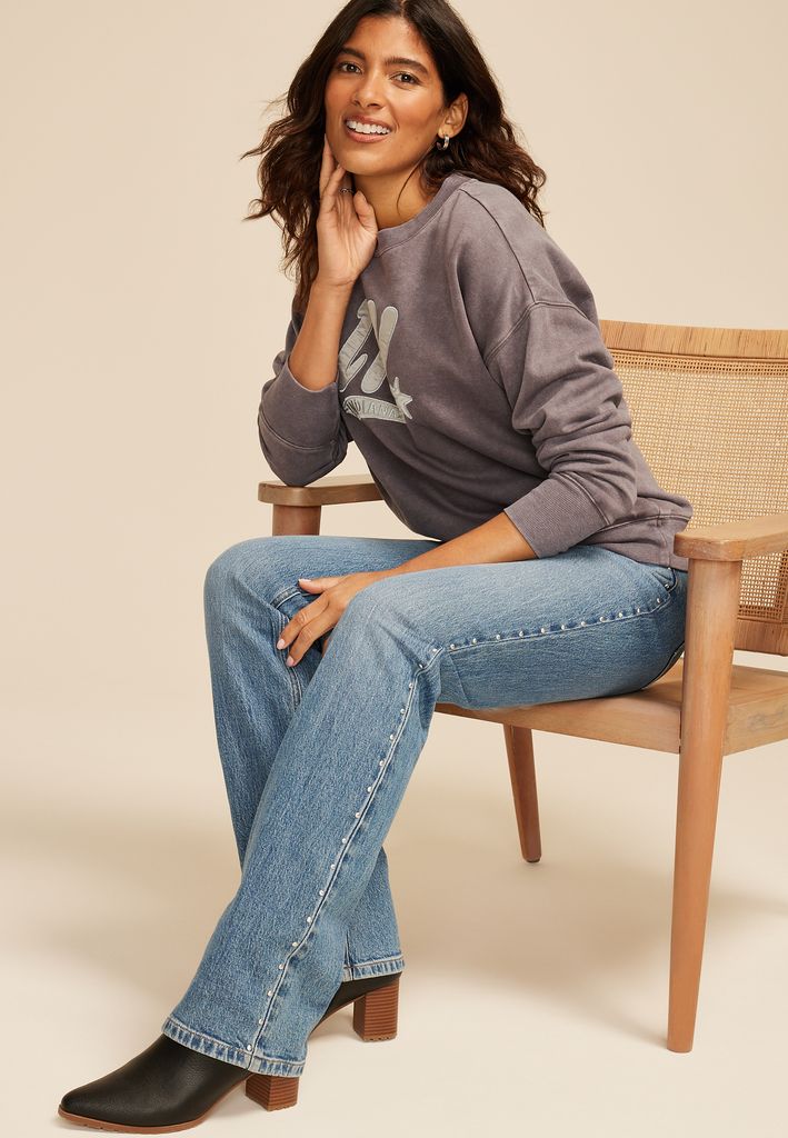 State Satin Letter Crew Neck Sweatshirt - Image 3