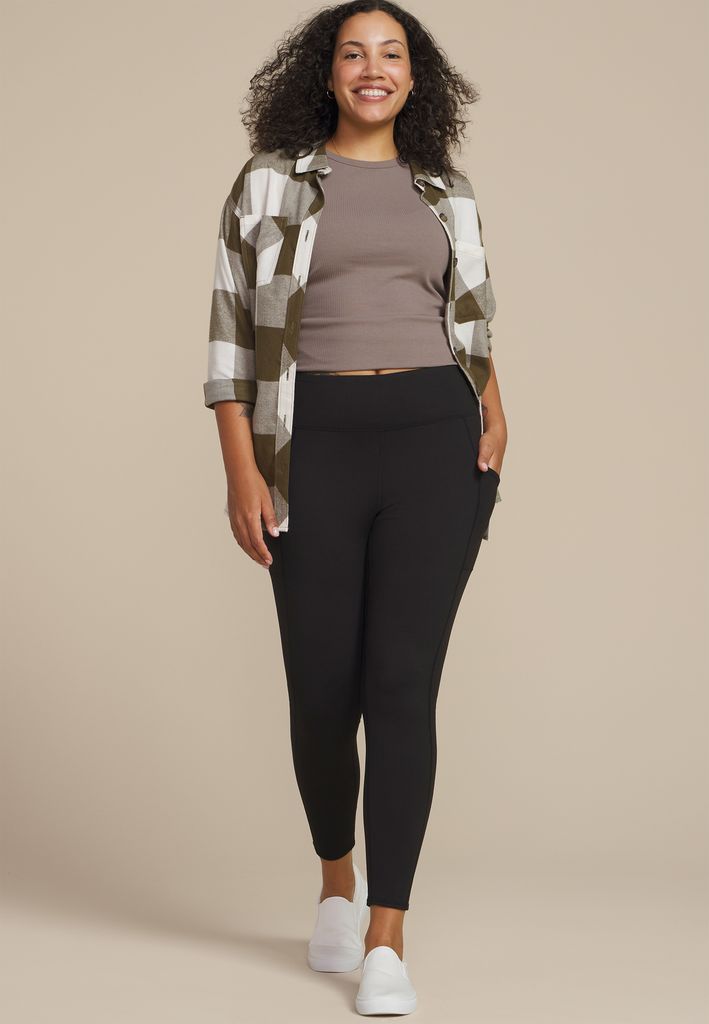 Plus Size Brushed High Rise Pocket Legging - Image 3