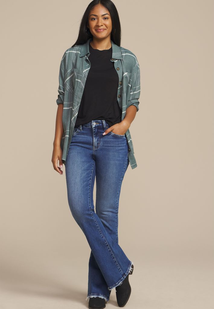 Flying Monkey™ High Rise Frayed Hem Flare Jean - Image 3