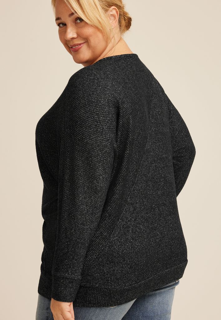 Plus Size 24/7 Dakota Diagonal Seam Long Sleeve Tee - Image 2