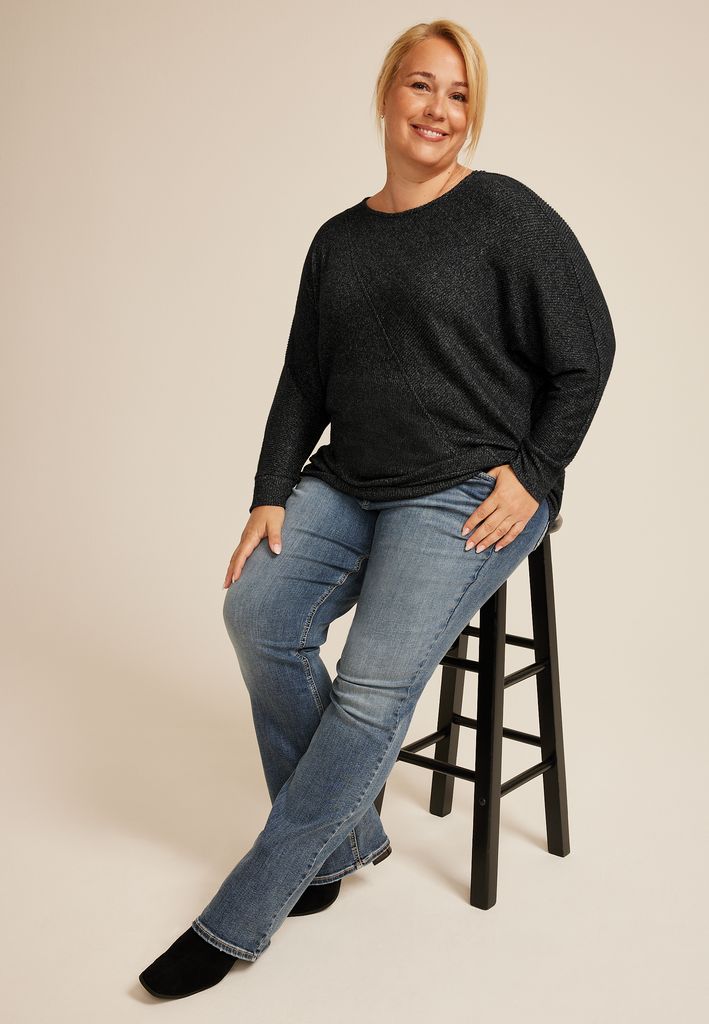 Plus Size 24/7 Dakota Diagonal Seam Long Sleeve Tee - Image 3