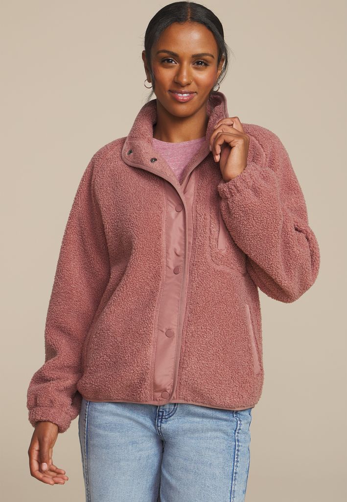 Sherpa Snap Button Front Jacket