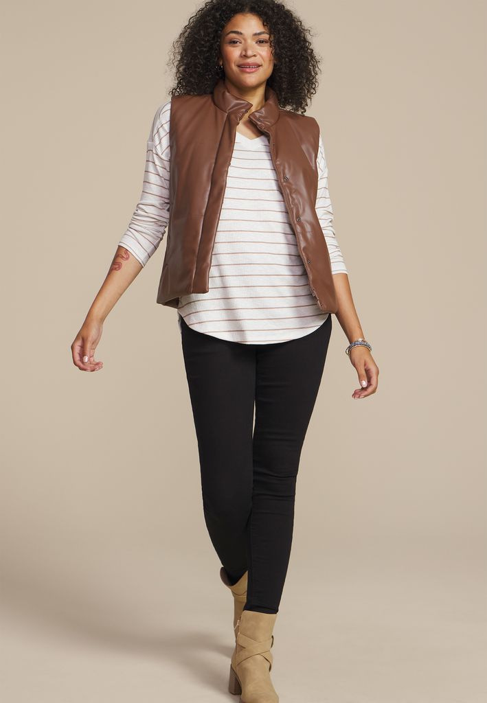 Faux Leather Quilted Vest - Image 3