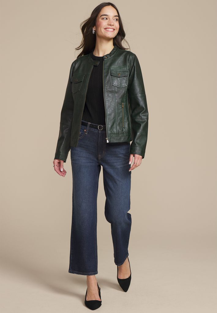 Faux Leather Trucker Jacket - Image 3