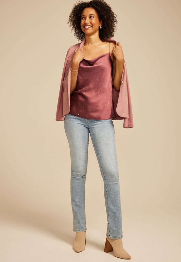 Embellished Satin Cowl Neck Cami - Image 3