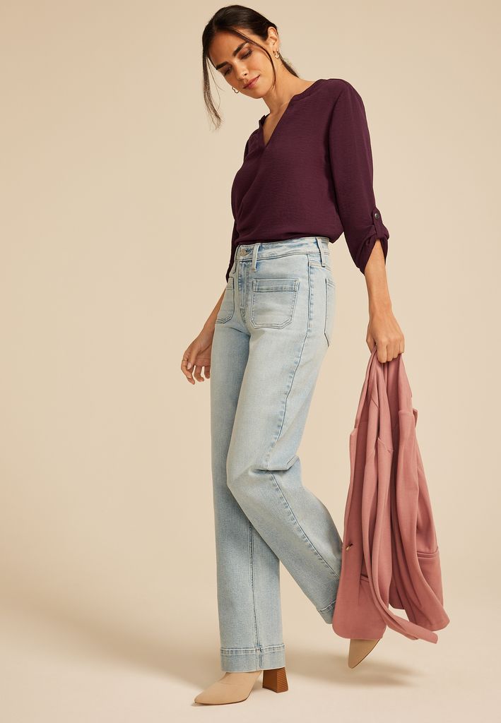 Atwood 3/4 Sleeve Popover Blouse - Image 3