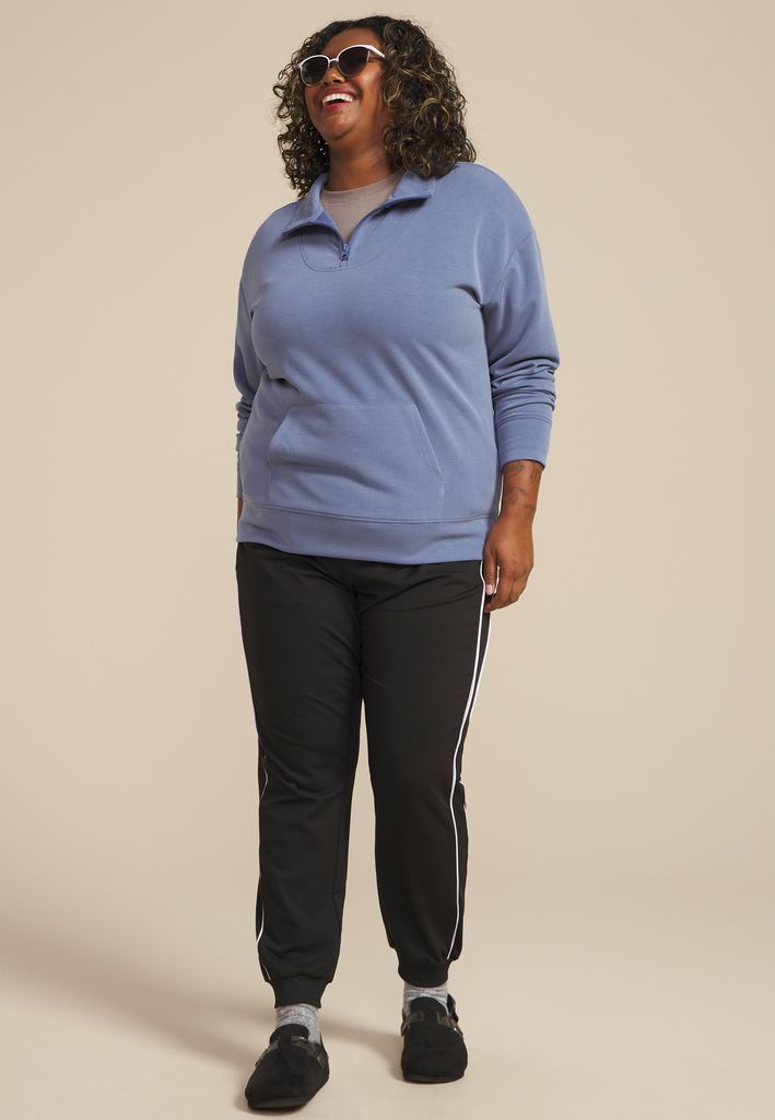 Plus Size Scuba Knit Quarter Zip Sweatshirt - Image 3