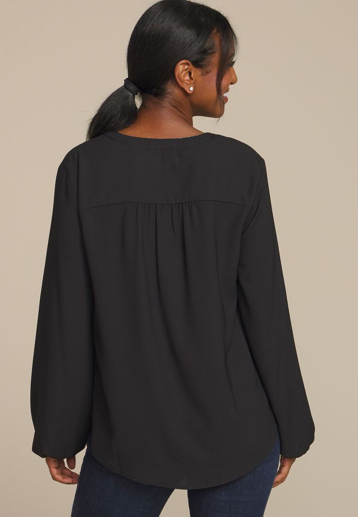 Silver Trim V Neck Blouse - Image 2