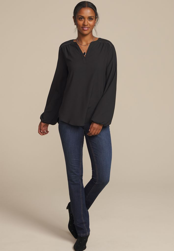 Silver Trim V Neck Blouse - Image 3