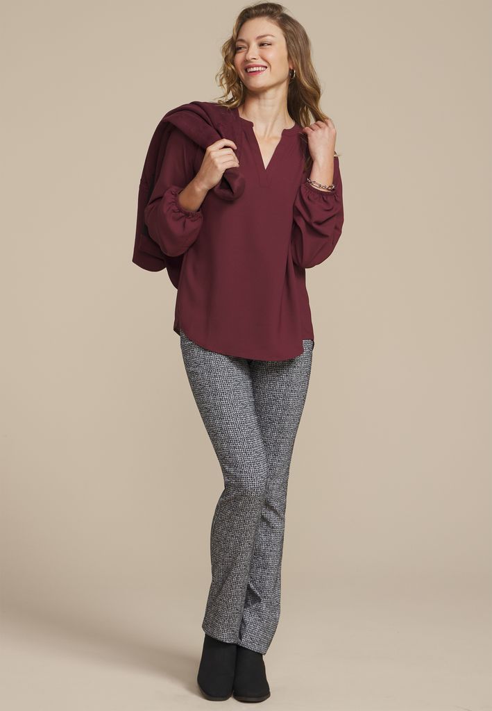 Silver Trim V Neck Blouse - Image 3