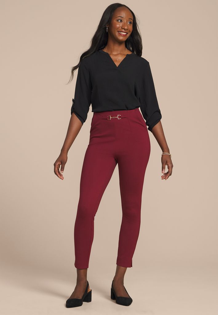 Gold Buckle Ponte Pull On Skinny Pant - Image 3