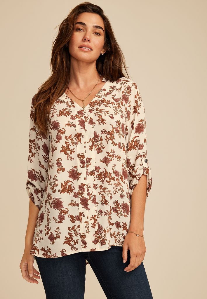 Floral 3/4 Sleeve Blouse - Image 3