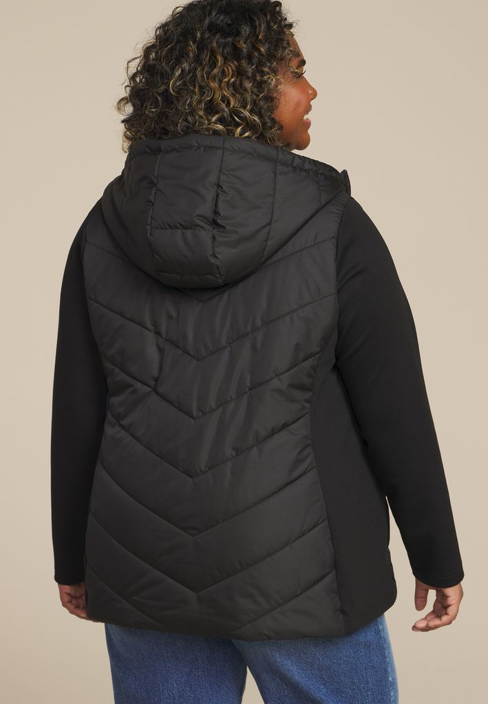 Plus Size Quilted Knit Hooded Jacket - Image 2