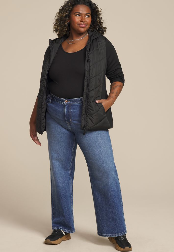 Plus Size Quilted Knit Hooded Jacket - Image 3