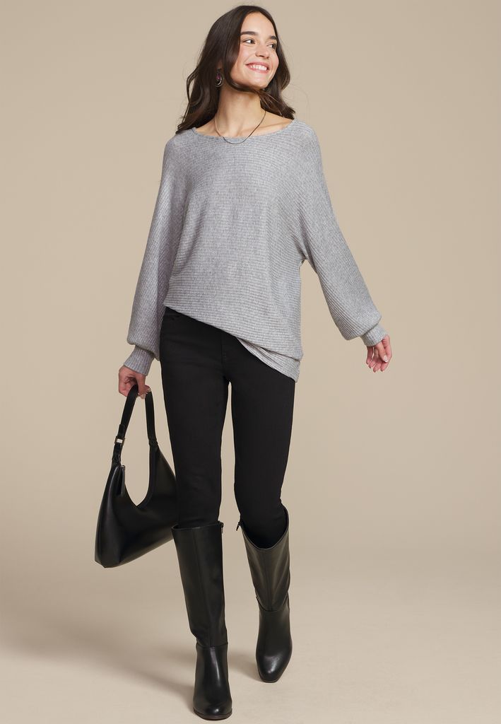 24/7 Dakota Metallic Horizontal Ribbed Dolman - Image 3