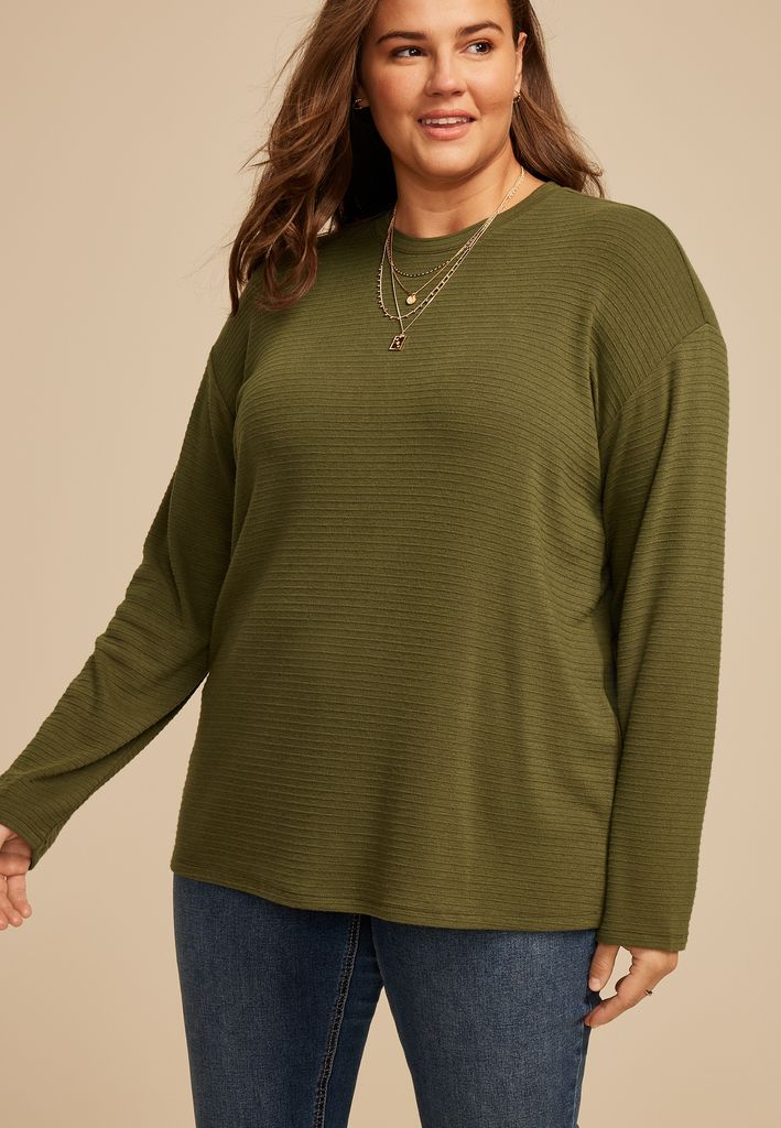 Plus Size 24/7 Ottoman Rib Long Sleeve Tee - Image 3