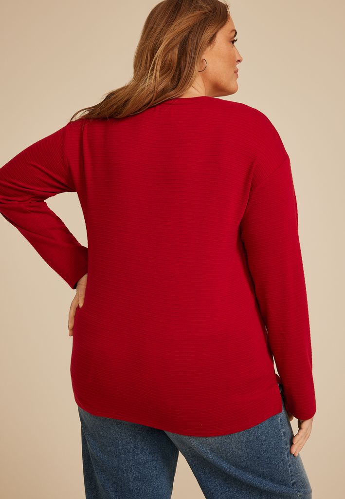 Plus Size 24/7 Ottoman Rib Long Sleeve Tee - Image 2