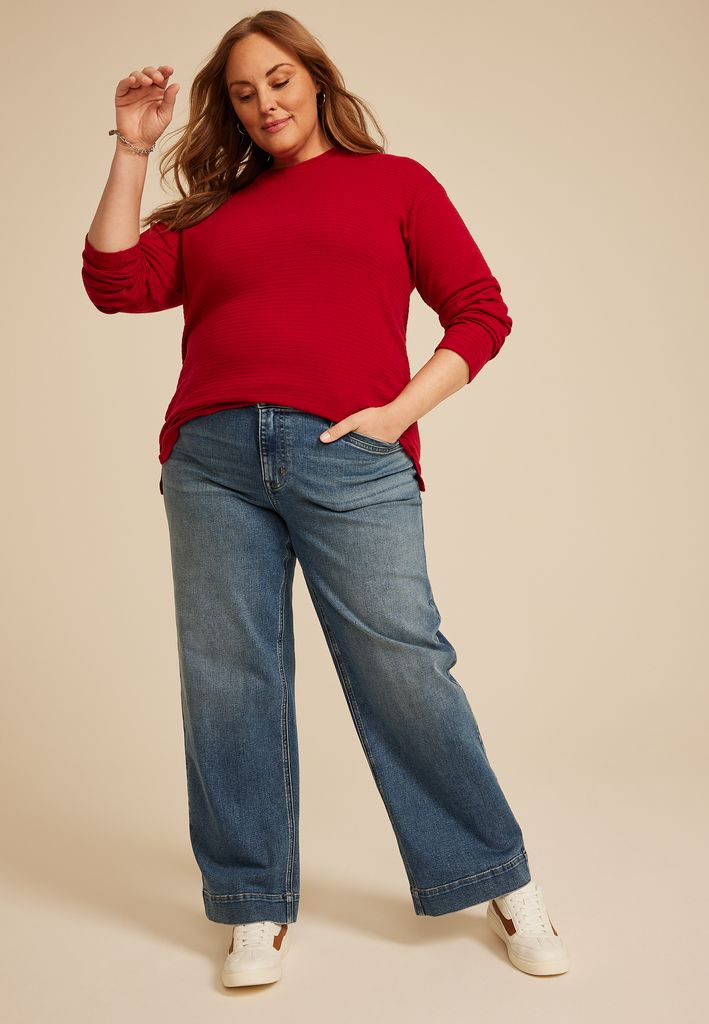 Plus Size 24/7 Ottoman Rib Long Sleeve Tee - Image 3