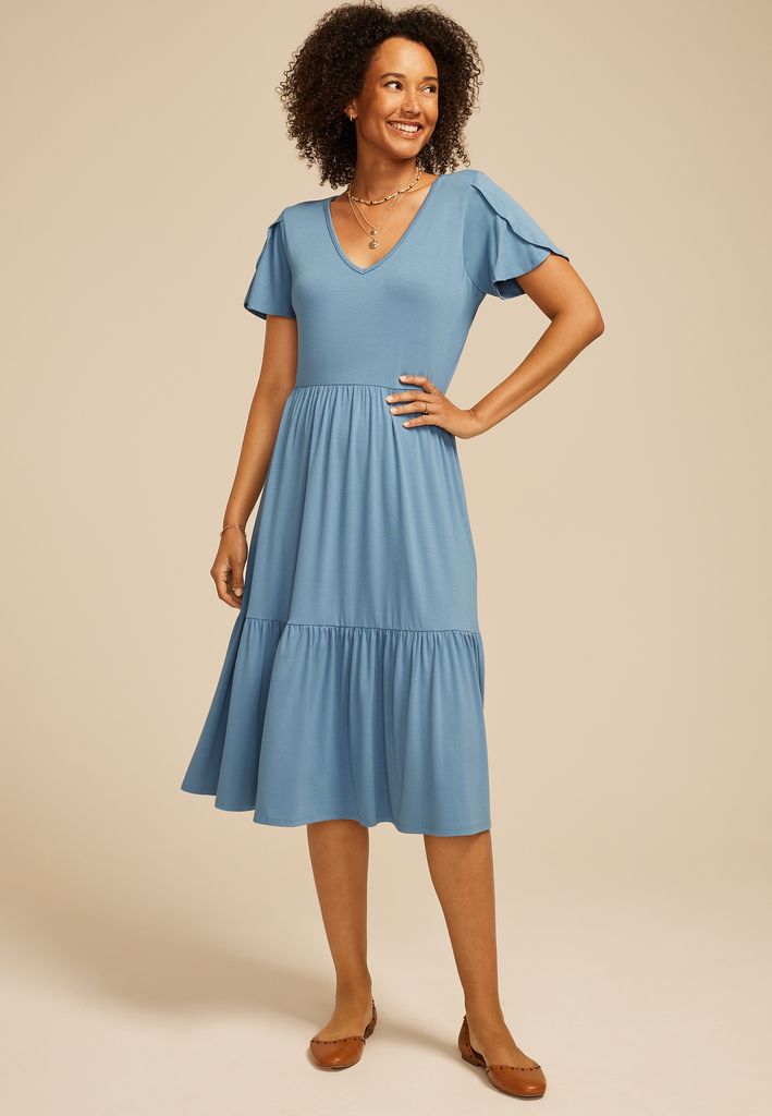 24/7 Tulip Sleeve Midi Dress