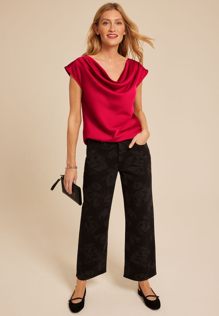 Satin Cowl Neck Blouse