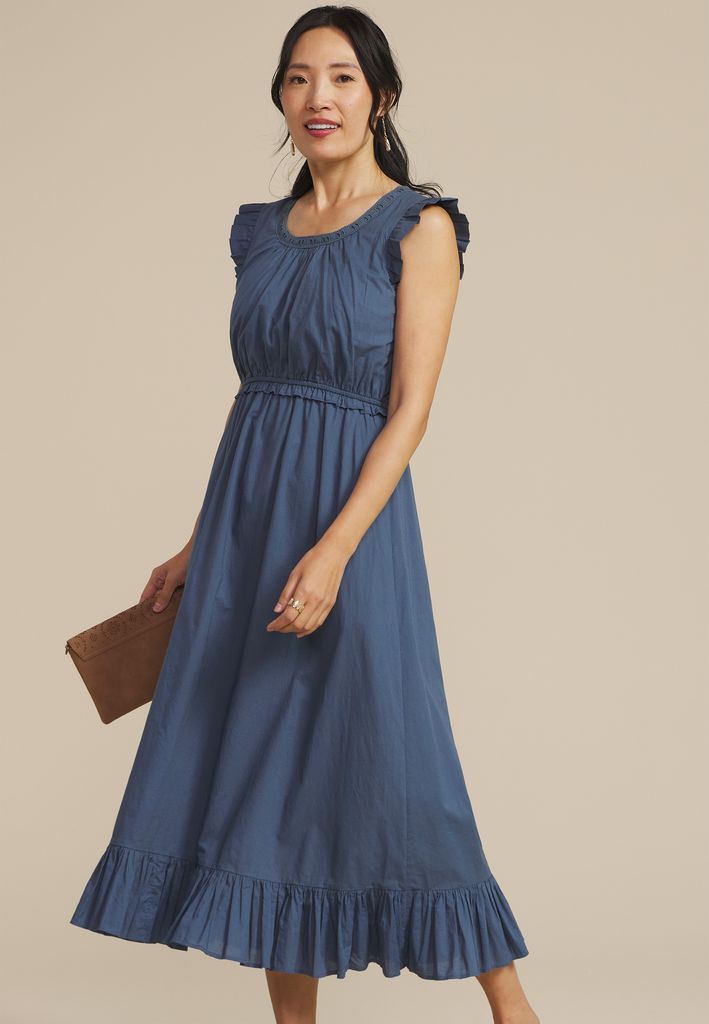 Ruffle Trim Scoop Neck Midi Dress - Image 3