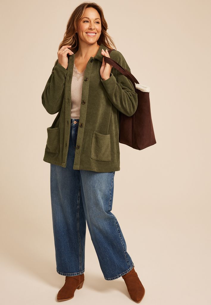 Plus Size Cozy Textured Shacket - Image 3