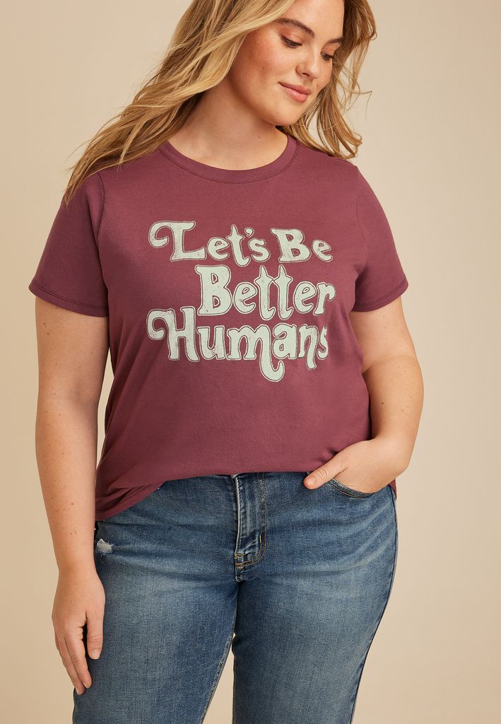 Plus Size Lets Be Better Humans Classic Fit Graphic Tee - Image 3