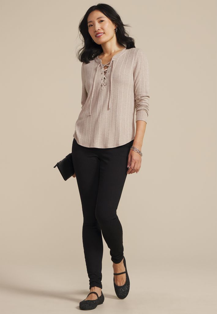 Heathered Variegated Lace Up Top - Image 3
