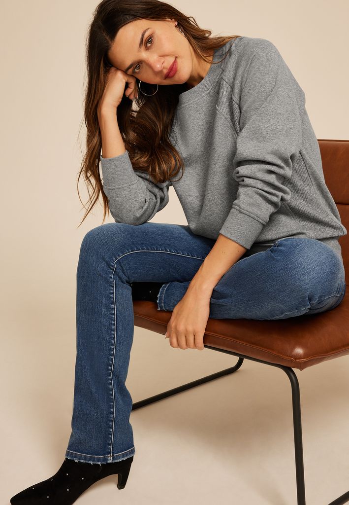 Studio Y Heathered Gray Shimmer Tunic Sweatshirt - Image 3