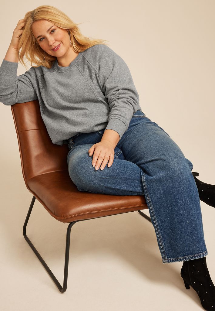 Plus Size Studio Y Heathered Gray Shimmer Tunic Sweatshirt - Image 3