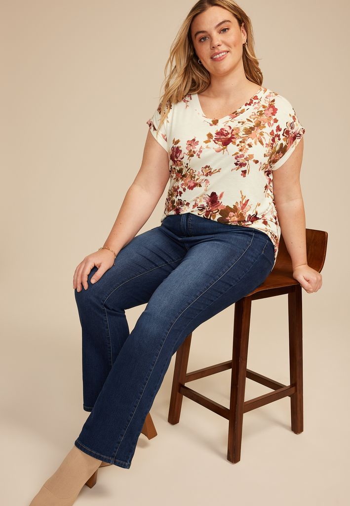 Plus Size 24/7 Berkley Floral V Neck Tee - Image 3