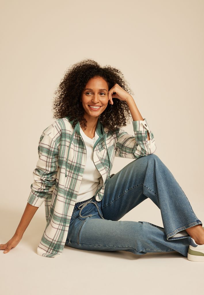 Vintage Plaid Hooded Shacket - Image 3