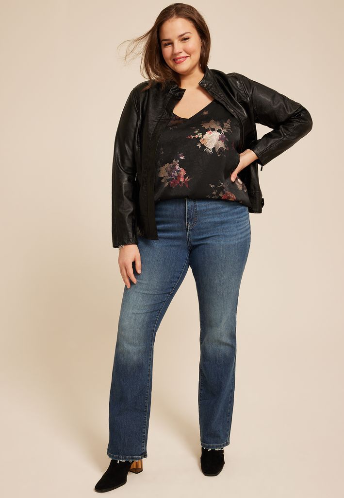 Plus Size Studio Y Metallic Floral V Neck Cami - Image 3