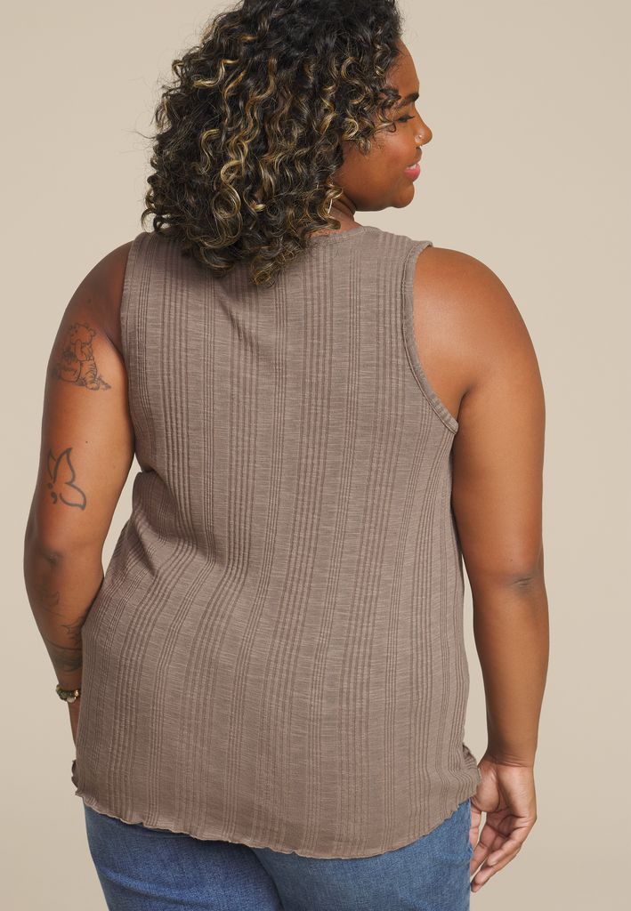 Plus Size Variegated Button Front Tank Top - Image 2