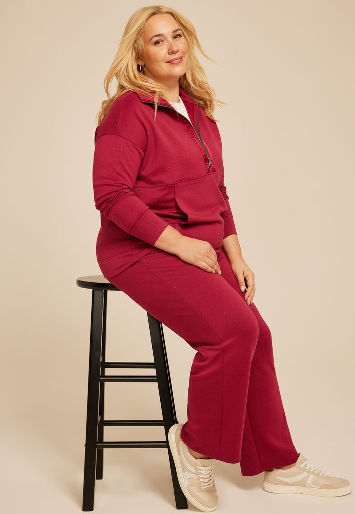 Plus Size Sparkle Scuba Knit Wide Leg Sweatpants - Image 3
