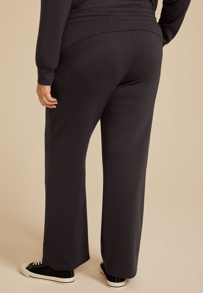 Plus Size Sparkle Scuba Knit Wide Leg Sweatpants - Image 2
