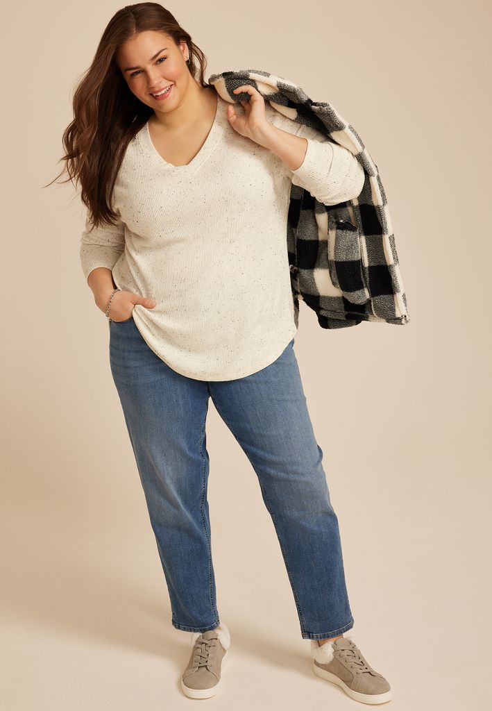 Plus Size 24/7 Berkley Speckled Long Sleeve Tee - Image 3