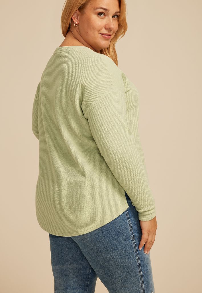 Plus Size 24/7 Clara Seersucker Long Sleeve Tee - Image 2
