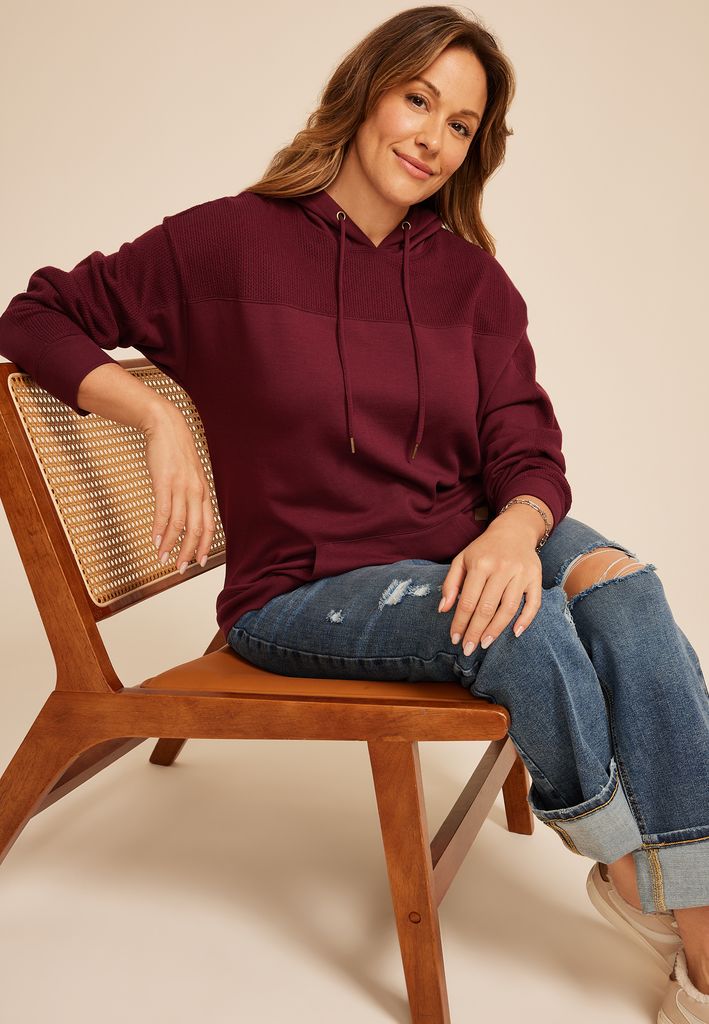 Plus Size Homeward Knit Trim Hoodie - Image 3