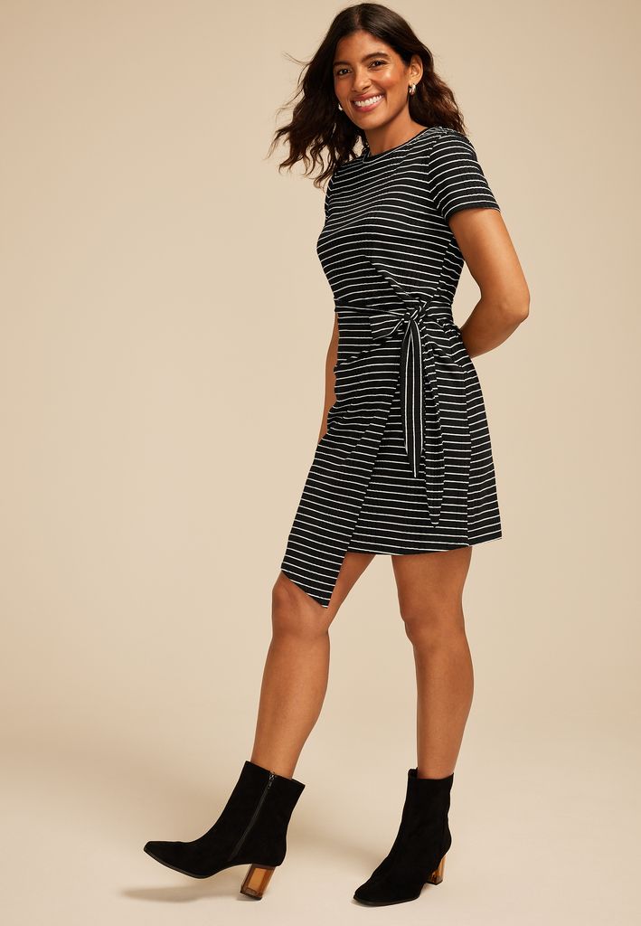 24/7 Striped Faux Wrap Mini Dress - Image 3