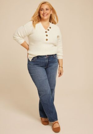 Plus Size edgely&trade; Dark High Rise Wide Leg Jean