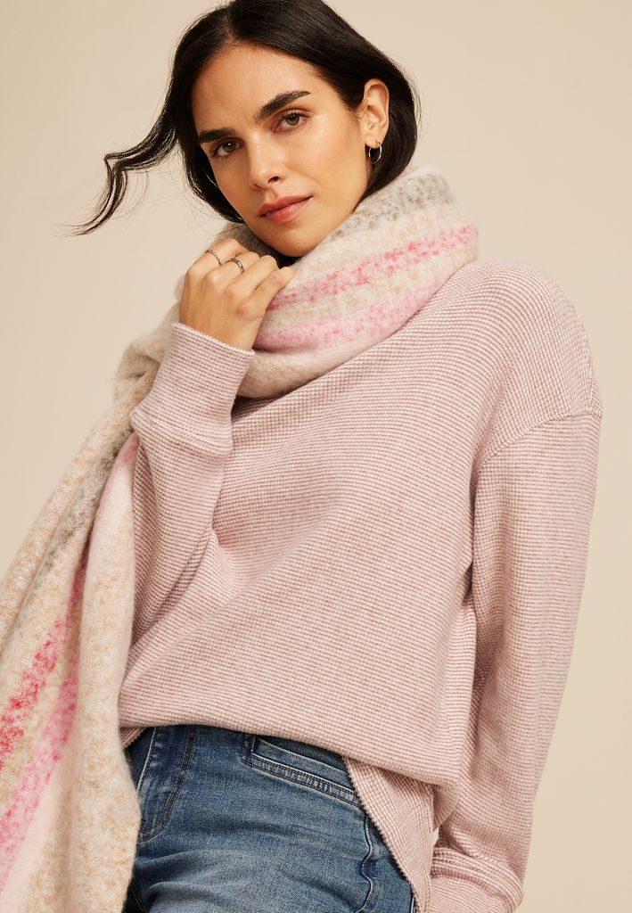 Brushed Waffle Tunic Sweatshirt