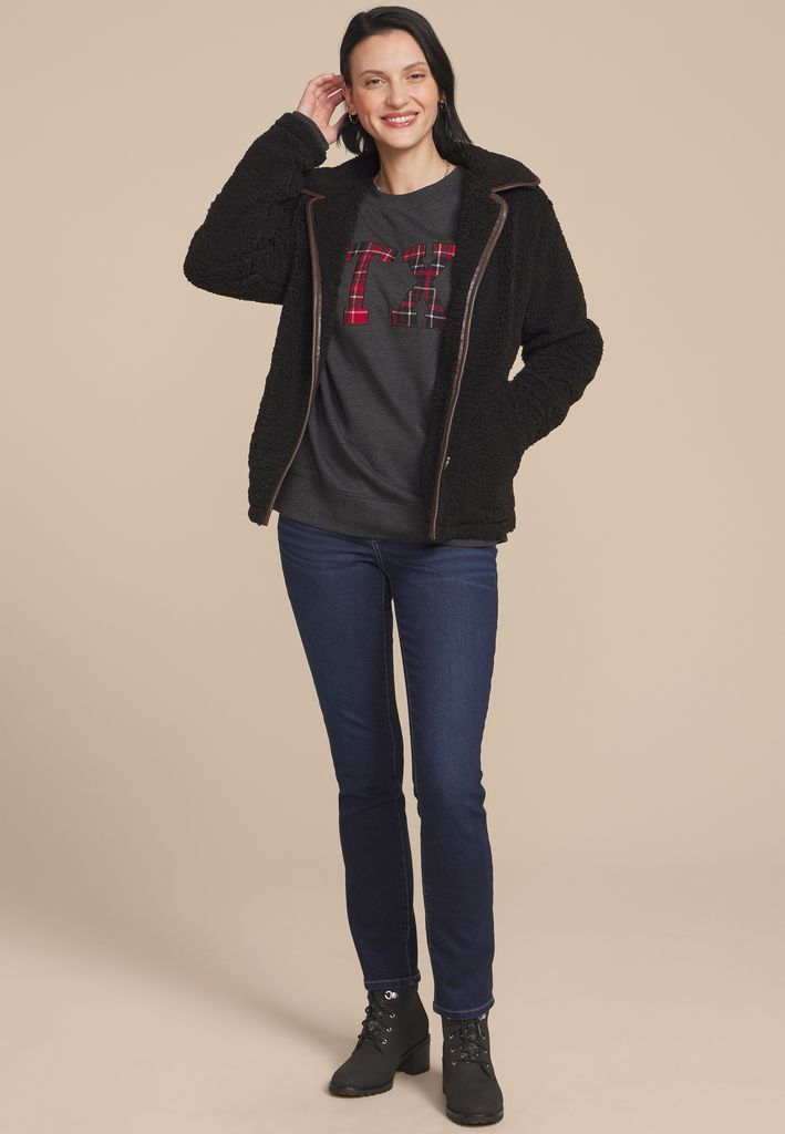 Plus Size State Plaid Crew Neck Sweatshirt