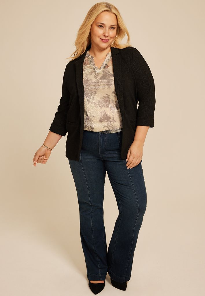 Plus Size Atwood Sheer Metallic Floral Tank Top - Image 3