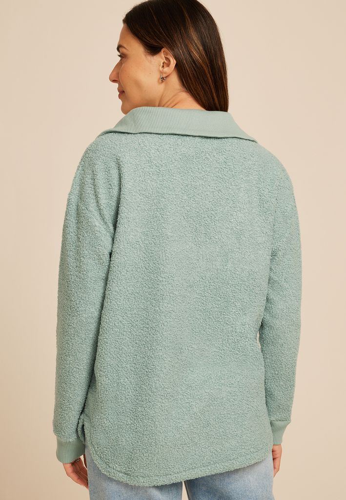 Quarter Zip Sherpa Tunic Sweatshirt - Image 2