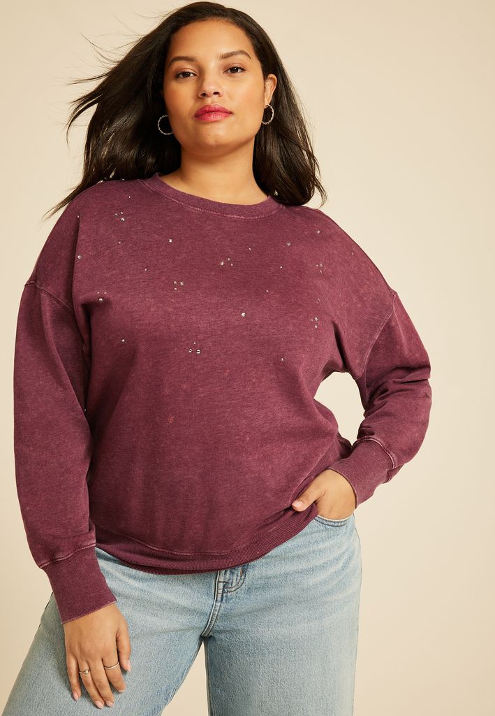 Plus Size Studio Y Embellished Crewneck Sweatshirt - Image 3