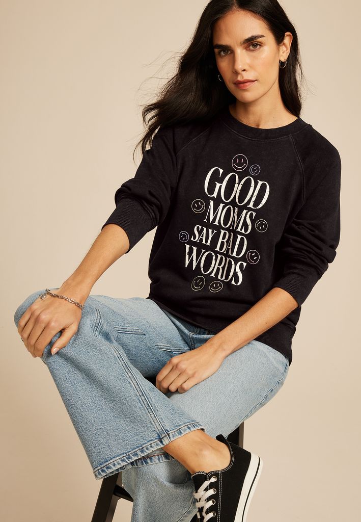 Good Moms Say Bad Words Relaxed Fit Sweatshirt - Image 3