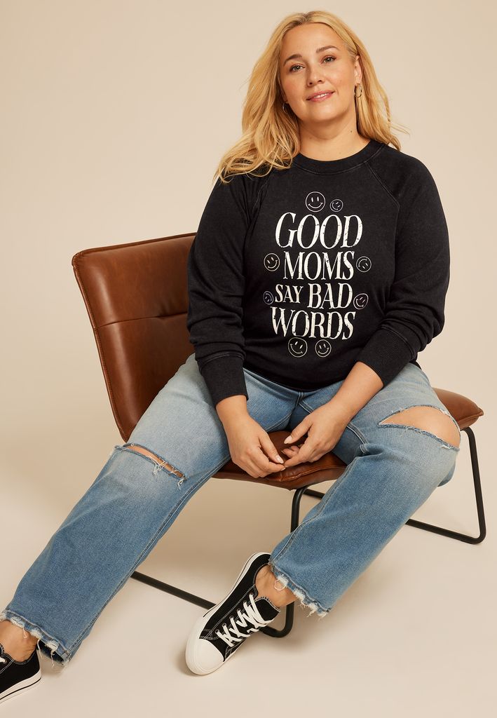 Plus Size Good Moms Say Bad Words Relaxed Fit Sweatshirt - Image 3