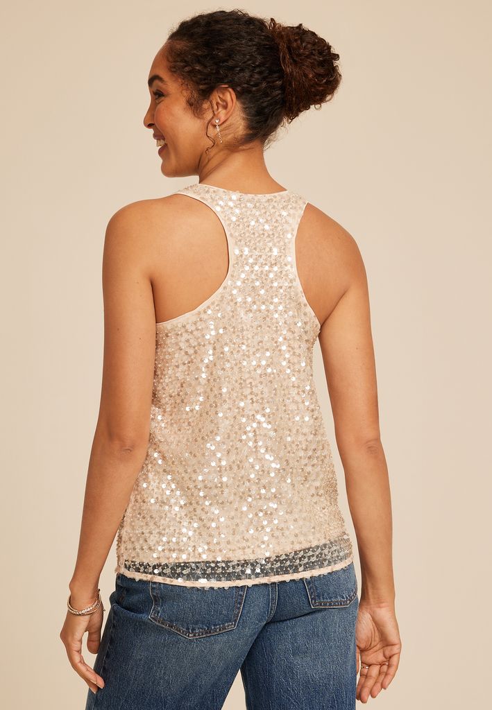 Studio Y Sequin Racerback Tank Top - Image 2