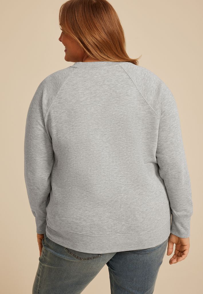 Plus Size State Embroidered Crew Neck Sweatshirt - Image 2